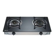 Muvip Cocina de Gas Inox 2 Fuegos - Cristal Templado - Encendido Piezoelectrico - Quemador de Hierro Fundido Desmontable