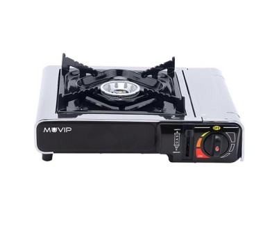 Muvip Cocina de Gas Portatil 1 Fuego - Encendido Automatico - Quemador de Aluminio - Sistema FSD - Proteccion Contra Sobretension - Maleta de Transporte