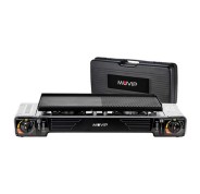 Muvip Cocina de Gas Portatil 2 Fuegos - Doble Bombona - Encendido Automatico - Quemador de Aluminio - Valvula de Doble Sellado - Proteccion Contra Sobretension - Plancha de Asado + Maleta de Transporte