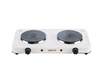 Muvip Cocina Electrica de 2 Placas 2000W - 5 Niveles de Potencia - Termostato con Sistema de Seguridad