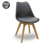 Muvip Design D200 Pack de 2 Sillas Multifuncionales - Asiento Acolchado - Patas de Madera - Uso en Interior - Ideal para Sala de Espera, Comedor, Cocina etc... - Color Gris