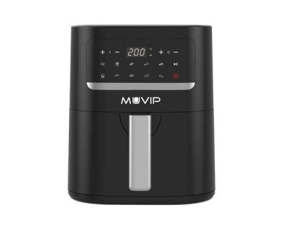 Muvip Freidora Aire Caliente 4.5L 1600W Pantalla Tactil - 10 Programas Preestablecidos - Cocina con 80% Menos Grasa - Olla Antiadherente - Temperatura Regulable 50-200ºC - Color Negro