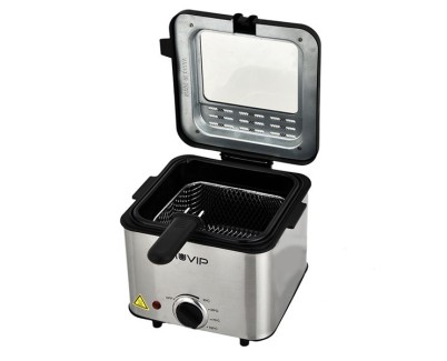 Muvip Freidora Electrica - 1.5 Litros - Asas Tacto Frio - Selector de Temperatura - Desmontable Para Facil Limpieza - Tapa con Ventana - 1000W