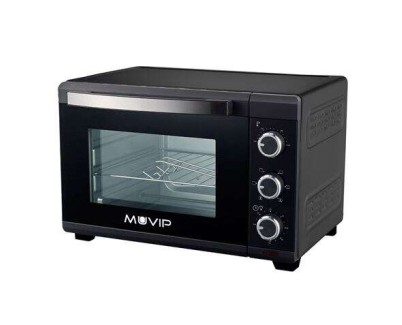 Muvip Horno 1600W 25L - Regulador de Temperatura 100º-230º - Exterior de Acero con Revestimiento - Selector de Tiempo - Puerta de Cristal Templado