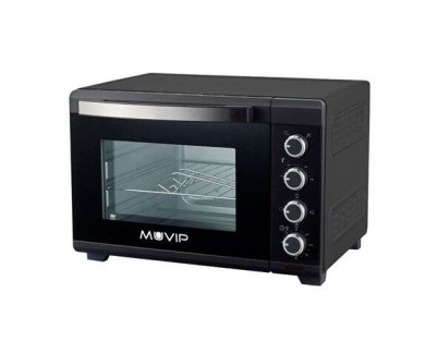 Muvip Horno 2000W 48L - Regulador de Temperatura 100º-230º - Exterior de Acero con Revestimiento - Selector de Tiempo - Puerta de Cristal Templado