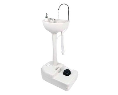 Muvip Lavabo Portatil con Deposito de 17L - Deposito de Jabon 3L - Bomba de Pie con Fuelle - Incorpora Colgador para Toalla