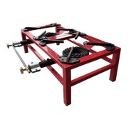 Muvip MV0629 Hornillo a Gas Portatil Reforzado - Quemador de Hierro Fundido - Potencia 15kW - Llave de Regulacion de Gas - Compatible con Butano y Propano - 2 Fuegos - Color Rojo