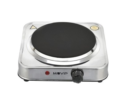 Muvip MV0644 Cocina Electrica de 1 Placa 1500W - Acero Inoxidable - 5 Niveles de Potencia - Termostato con Sistema de Seguridad