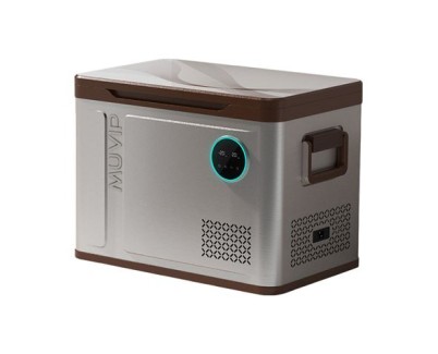 Muvip Nevera Compresor Portatil 41 Litros - Temperatura entre -20º/+20º - 60W - Doble Zona - Asas de Transporte - Compresor silencioso - Color Plata/Marron