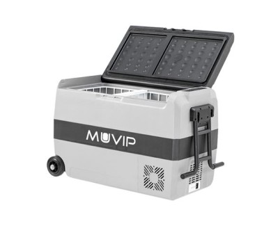 Muvip Nevera Compresor Portatil 44 Litros - Temperatura entre -20º/+20º - 80W - Doble Zona - Asas de Transporte y Tirador - Ruedas - Compresor Silencioso - Color Gris