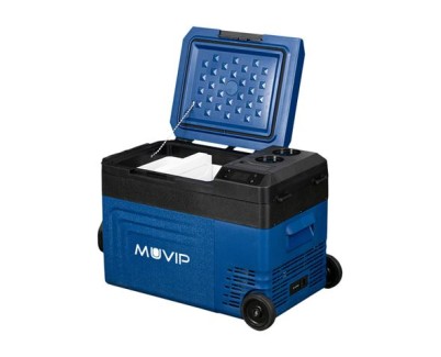Muvip Nevera Compresor Portatil Blue 22 Litros - Temperatura entre -20º/+20º - 60W - Doble Zona - Asas de Transporte y Tirador - Ruedas - Compresor Silencioso - Color Azul