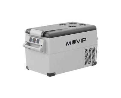 Muvip Nevera Portatil de Compresor 35L - Proteccion Bateria Vehiculo - Luz LED - Temperatura -20º/+20º - Conexion 12/24/220V - Consumo 50W - Compresor Silencioso - Asas Desmontables - Control Bluetooth - Medidas 693x345x381cm - Color Gris
