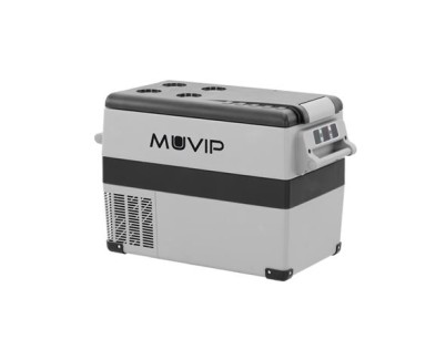 Muvip Nevera Portatil de Compresor 45L - Luz LED Interior - Proteccion Bateria Vehiculo - Temperatura -20º/+20º - Conexion 12/24/220V - Consumo 55W - Compresor Silencioso - Color Gris