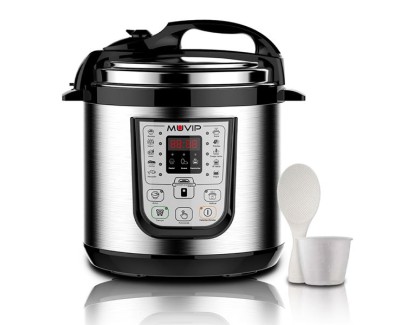 Muvip Olla a Presion Electrica - 6 Litros - 15 Programas Disponibles - 1000W - Display LED - Acero Inoxidable - Totalmente Desmontable - Control de Tiempo y Temperatura