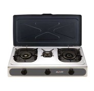 Muvip Parrilla de Acero Inoxidable - Quemador de Hierro Fundido - Quemadores desmontables - Base Antideslizante - Dimensiones: 71X37X12.3 cm - Color Plateado