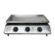 Muvip Plancha de Asar de Gas - 3 Quemadores - Panel de Control y Plancha de Acero - Bandeja Recoge Grasas - Llama Regulable - Superficie Antiadherente