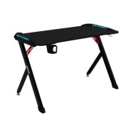 Muvip PRO1200 Mesa Gaming Fibra de Carbono con Luz RGB - Solida - Gran Superficie - Portavasos - Gancho para Auriculares - Medidas 120x60x75cm - Color Negro