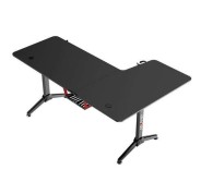 Muvip PRO1300 Mesa Gaming Fibra de Carbono en L Izquierda - Solida - Gran Superficie - Portavasos - Gancho para Auriculares - Medidas 160x100x75cm - Color Negro