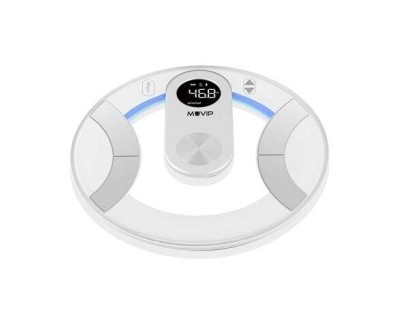 Muvip Round Design Bascula de Ba&ntilde;o Digital - Pantalla LCD - Plataforma de Cristal - Peso Max. 180kg - Auto Apagado