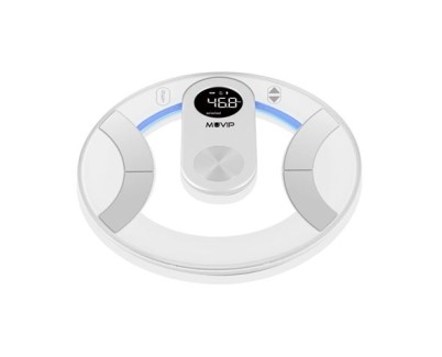 Muvip Round Design Bascula de Baño Digital - Pantalla LCD - Plataforma de Cristal - Peso Max. 180kg - Auto Apagado