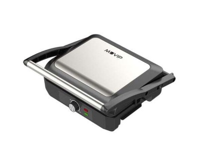 Muvip Sandwichera Grill 2200W - Apertura hasta 180º - Temperatura Regulable - Placa Superior Basculante - Asa Tacto Frio
