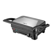 Muvip Sandwichera Inox 1800W - Placas Antiadherentes Reversibles Grill, Lisa - Selector de Temperatura - Placa Superior Basculante - Asas Tacto Frio