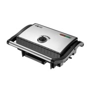 Muvip Sandwichera Inox Placa Grill 1500W - Temperatura Regulable - Placa Superior Basculante - Presion Uniforme - Asa Tacto Frio