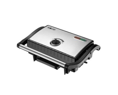 Muvip Sandwichera Inox Placa Grill 1500W - Temperatura Regulable - Placa Superior Basculante - Presion Uniforme - Asa Tacto Frio