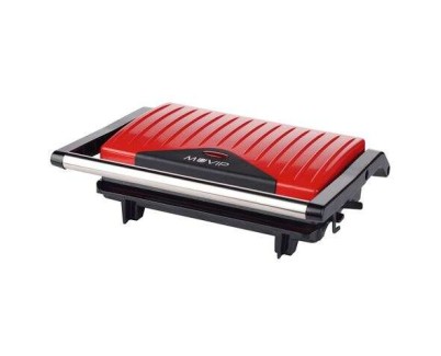 Muvip Sandwichera Placa tipo Grill Inox 750W - Placa Superior Basculante - Presion Uniforme - Asa Tacto Frio