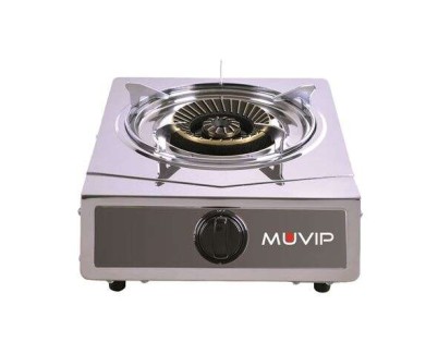 Muvip Serie Strong Cocina de Gas Inox 1 Fuego - Encendido Piezoelectrico - Quemador de Hierro Fundido Desmontable