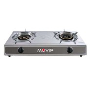 Muvip Serie Strong Cocina de Gas Inox 2 Fuegos - Encendido Piezoelectrico - Quemador de Hierro Fundido Desmontable