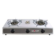 Muvip Serie Strong Cocina de Gas Inox 3 Fuegos - Encendido Piezoelectrico - Quemador de Hierro Fundido Desmontable