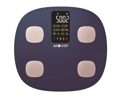 Muvip Smart Body Bascula de Baño Digital Bluetooth - Pantalla LCD Color - Plataforma de Cristal Templado - Sensores Alta Precision - 15 Memorias - Peso Max. 180kg