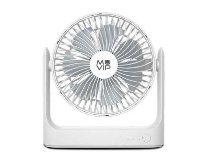 Muvip Ventilador de Sobremesa Portatil 5.5W 18cm de Diametro - 3 Velocidades - Angulo Ajustable hasta 360º - Autonomia hasta 15h - Color Blanco