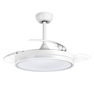 Muvip Ventilador de Techo de 106cm - 30W - 4 Aspas Retractiles - Luz LED Integrada - Temporizador - 6 Velocidades - Color Blanco