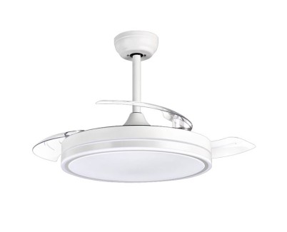 Muvip Ventilador de Techo de 106cm - 30W - 4 Aspas Retractiles - Luz LED Integrada - Temporizador - 6 Velocidades - Color Blanco