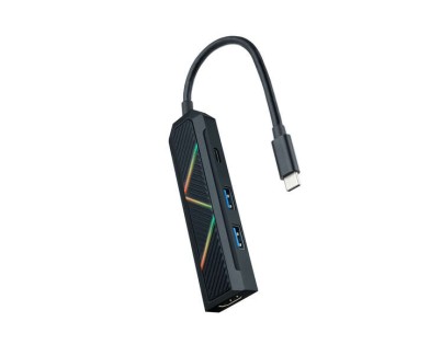 Nanocable 4 en 1 Hub USB-C 3.0 con 2x USB-A 3.0, 1x USB-C PD, 1x HDMI - Carcasa de Aluminio - Cable de 0.15m