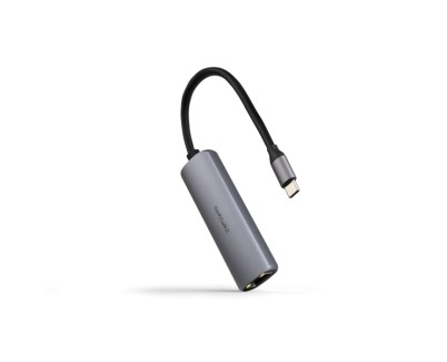Nanocable Adaptador de Red USB-C a Ethernet Gigabit 10/100/1000 Mbps - USB-C 100W - Aluminio - 18cm - Color Gris