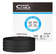 Nanocable Bobina de Cable de Red Rigido Impermeable para Exterior RJ45 Cat.6 UTP AWG24 305m - Color Negro