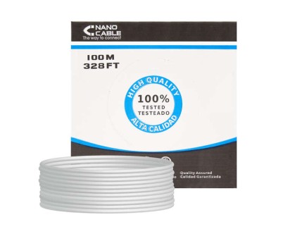 Nanocable Bobina de Cable de Red Rigido RJ45 Cat.6 FTP AWG24 100m - Color Gris