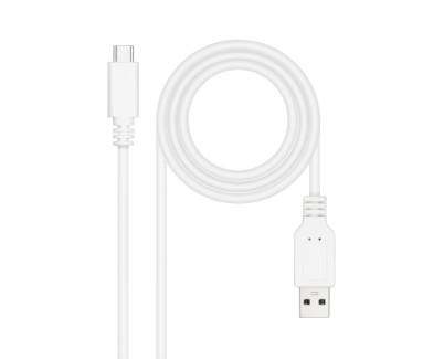 Nanocable Cable 2.0 3A USB-C Macho a USB-A Macho - Longitud 1m - Color Blanco