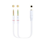 Nanocable Cable Adaptador Audio Jack 3.5mm Hembra 4 Pines a 2x Jack 3.5mm Macho 3 Pines 0.20m - Color Blanco