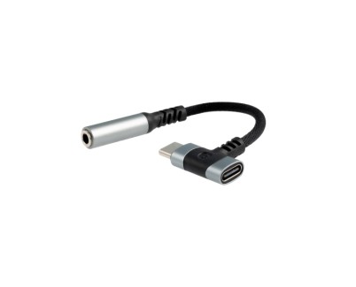 Nanocable Cable Adaptador de Audio USB-C a Jack 3.5mm - Longitud 10cm - USB-C Hembra Adicional para Carga Simultanea - Color Negro y Gris