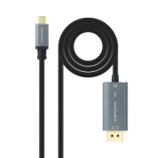 Nanocable Cable Adaptador USB-C a Displayport - Bidireccional - Longitud 2m - Resolucion 8K - Carcasa Metalica de Aluminio - Compatible con HDR - Color Gris Oscuro