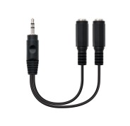 Nanocable Cable Audio Estereo 2x Jack 3.5mm Hembra a Jack 3.5mm Macho 0.15m - Color Negro