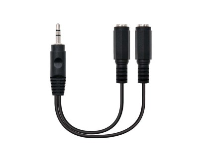 Nanocable Cable Audio Estereo 2x Jack 3.5mm Hembra a Jack 3.5mm Macho 0.15m - Color Negro