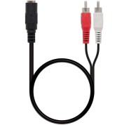 Nanocable Cable Audio Estereo Jack 3.5mm Hembra a 2x RCA Macho 1.50m - Color Negro