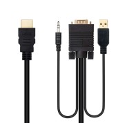 Nanocable Cable Conversor HDMI a VGA+Jack3.5+USB-A 1.8m - Color Negro