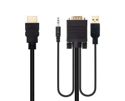 Nanocable Cable Conversor HDMI a VGA+Jack3.5+USB-A 1.8m - Color Negro