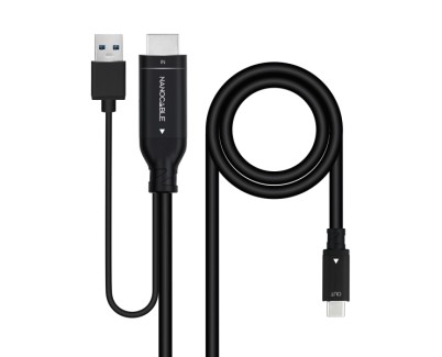 Nanocable Cable Conversor HDMI Macho a USB-C Macho - Longitud 1.8m - Color Negro